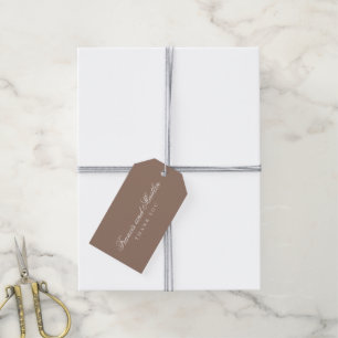 Étiquettes-cadeau Mariage Romantique Brun Élégant