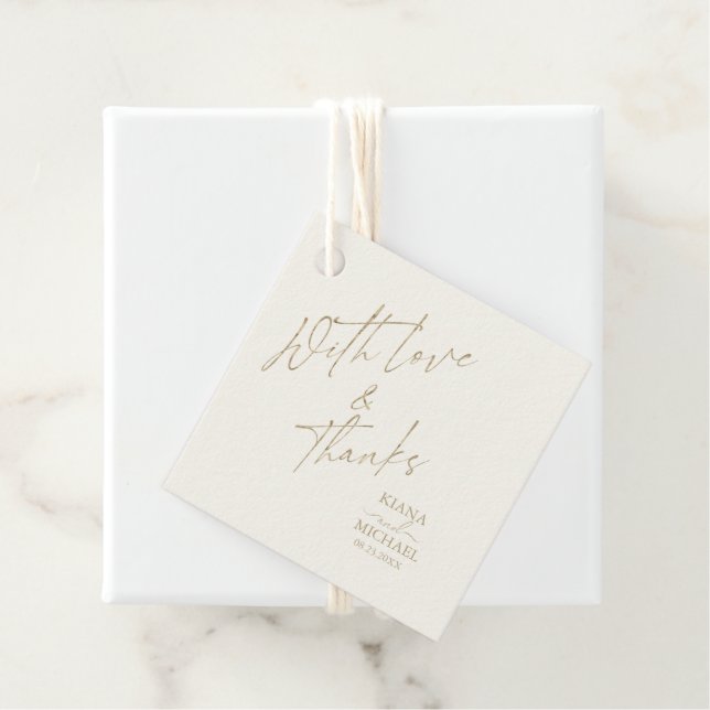 Étiquettes Cadeau Mariage Romantique Français Rose ID870 (En situation)