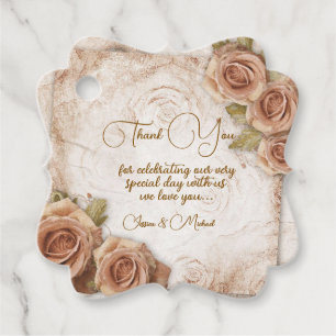 Étiquettes Cadeau Mariage Rose de couleur douce