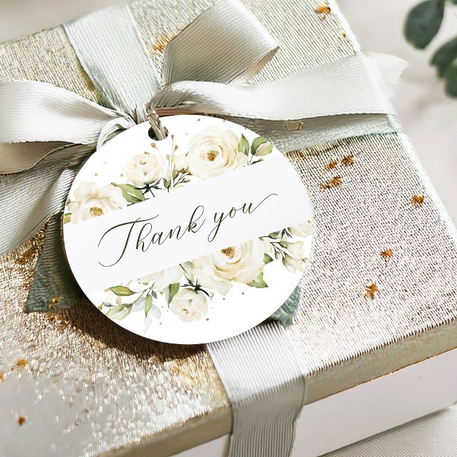 Étiquettes Cadeau Mariage rose élégante et verdoyante (Créateur téléchargé)