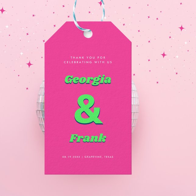 Étiquettes-cadeau Mariage rose et vert ou partie d'engagement (Créateur téléchargé)