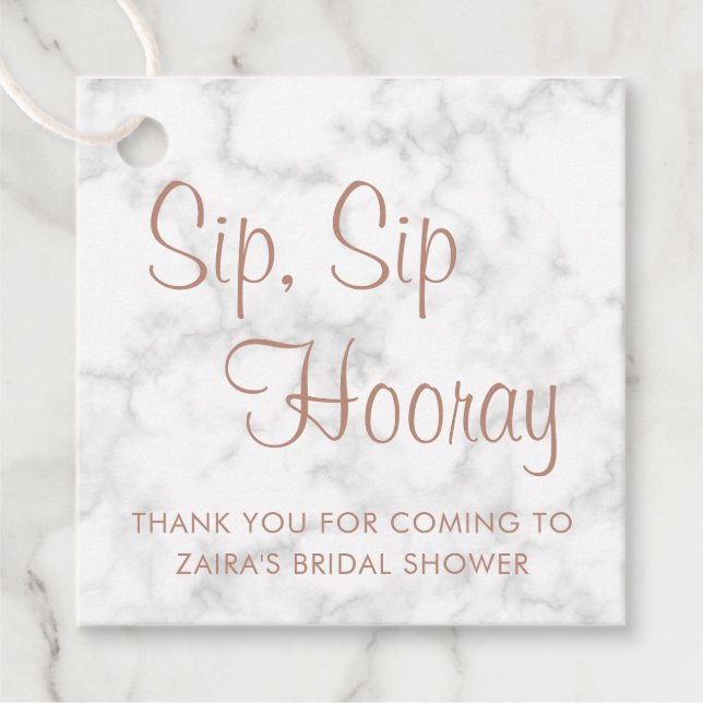 Étiquettes Cadeau Mariage Rose Gold Sip Sip Hooray Fête de Mariée (Devant)