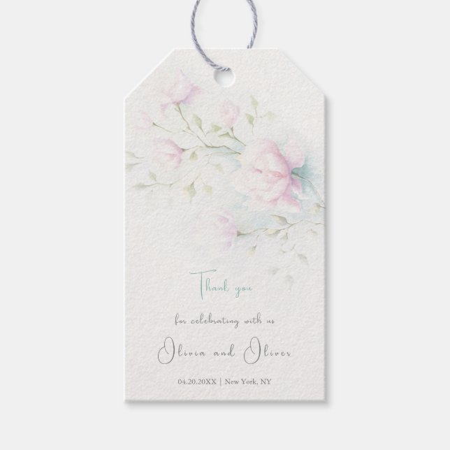 Étiquettes-cadeau Mariage rose Magnolia (Devant)