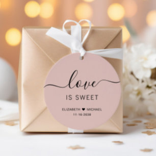 Étiquettes Cadeau Mariage Rose Pâle Love Is Sweet