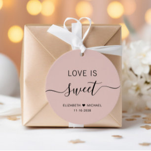 Étiquettes Cadeau Mariage Rose Pâle Love Is Sweet
