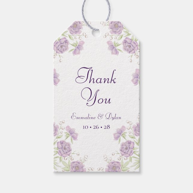 Étiquettes-cadeau Mariage Rose Pourpre Lavande (Devant)