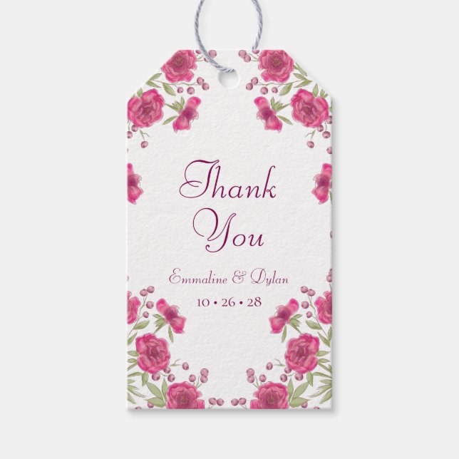 Étiquettes-cadeau Mariage Rose Rose Clair (Devant)