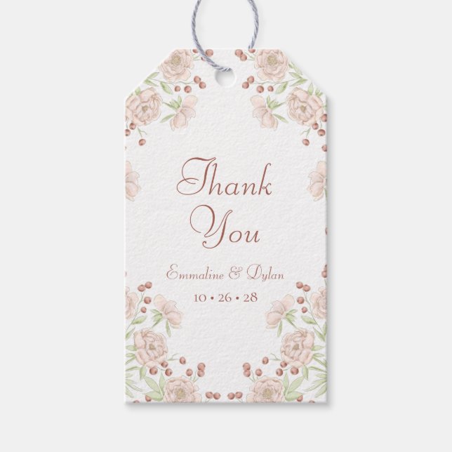 Étiquettes-cadeau Mariage Rose Rose Pâle (Devant)