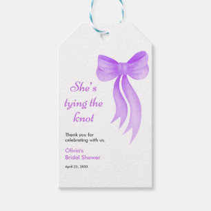 Étiquettes-cadeau Mariage ruban violet Elle fait son noeud Shower de