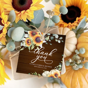 Étiquettes Cadeau Mariage Rustique Automne Citrouille Blanche et Tou