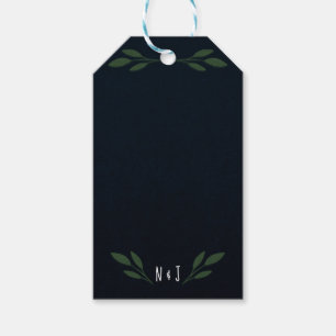 Étiquettes-cadeau Mariage rustique avec feuilles de vert foncé et ve