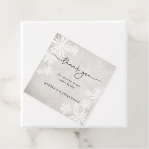Étiquettes Cadeau Mariage rustique boho avec des marguerites blanche