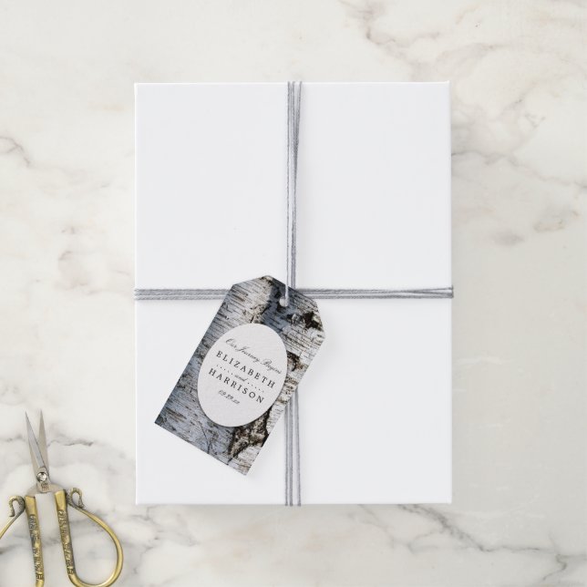Étiquettes-cadeau Mariage rustique de Birch Tree (Avec de la ficelle)
