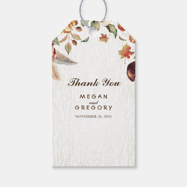 Étiquettes-cadeau Mariage rustique de la récolte d'automne (Devant)