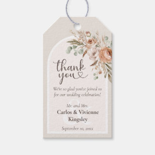 Étiquettes-cadeau Mariage Rustique Floral Ton Terre Claire Remerciem