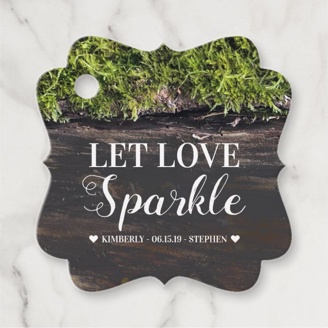 Étiquettes Cadeau Mariage rustique laissez l'amour étinceler (Devant)