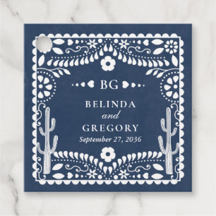 Étiquettes Cadeau Mariage rustique mexicain bleu Papier découpé Boda