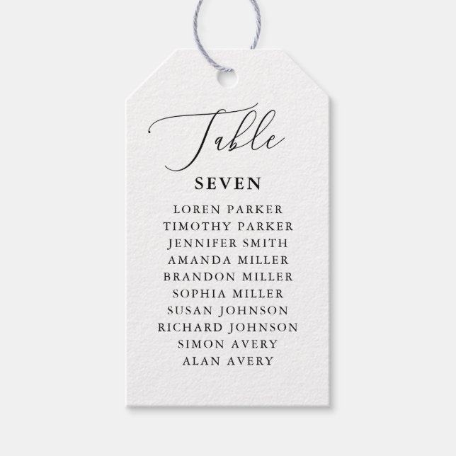 Étiquettes-cadeau Mariage rustique Numéros de table Faveurs de maria (Devant)