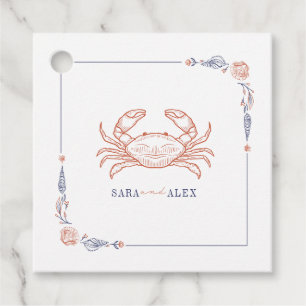 Étiquettes Cadeau Mariage rustique sur la plage de crabe