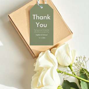 Étiquettes-cadeau Mariage Sage Vert Blanc Merci