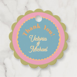 Étiquettes Cadeau Mariage simple couleur Daisy merci