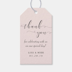 Étiquettes-cadeau Mariage simple élégance Favoriser Merci rose