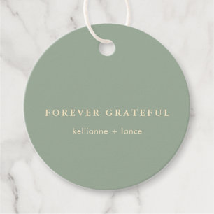 Étiquettes Cadeau Mariage Simple Vert Sauge Moderne