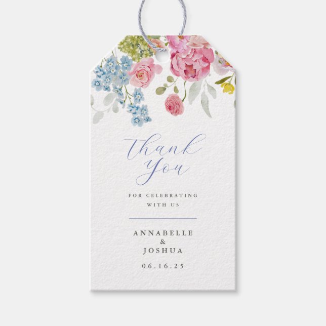 Étiquettes-cadeau Mariage Soft Garden Florals (Devant)