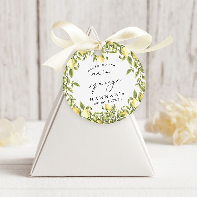 Étiquettes Cadeau Mariage Sorrento Méditerranéen Shower Jaune Citron (Créateur téléchargé)