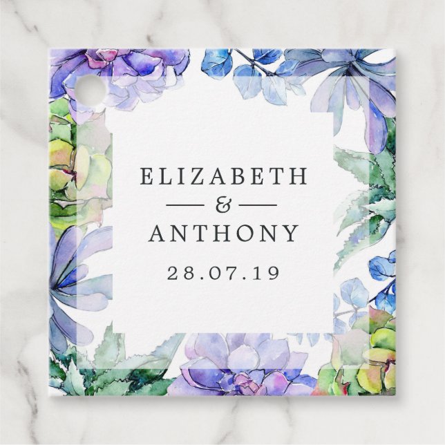 Étiquettes Cadeau Mariage Succulent (Devant)