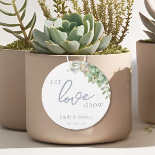 Étiquettes Cadeau Mariage Succulent Aquarelle Laissez l'Amour Grandi