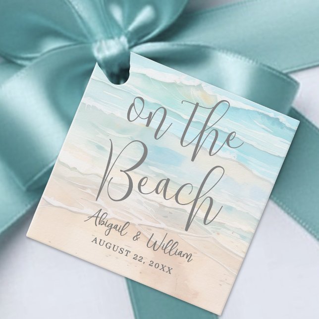 Étiquettes Cadeau Mariage sur la plage (On The Beach Wedding Favor Tags )