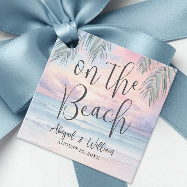 Étiquettes Cadeau Mariage sur la plage (On The Beach Wedding Favor Tags)
