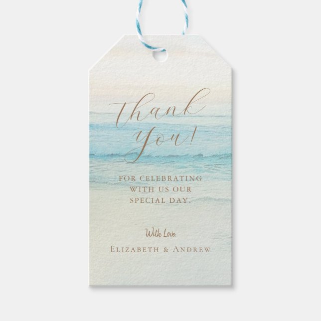 Étiquettes-cadeau Mariage sur la plage de destination  (Devant)