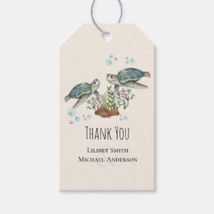 Étiquettes-cadeau Mariage sur la plage des tortues de mer