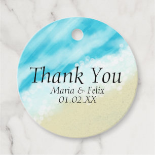 Étiquettes Cadeau Mariage sur la Plage Réception de Mariage Sable Va