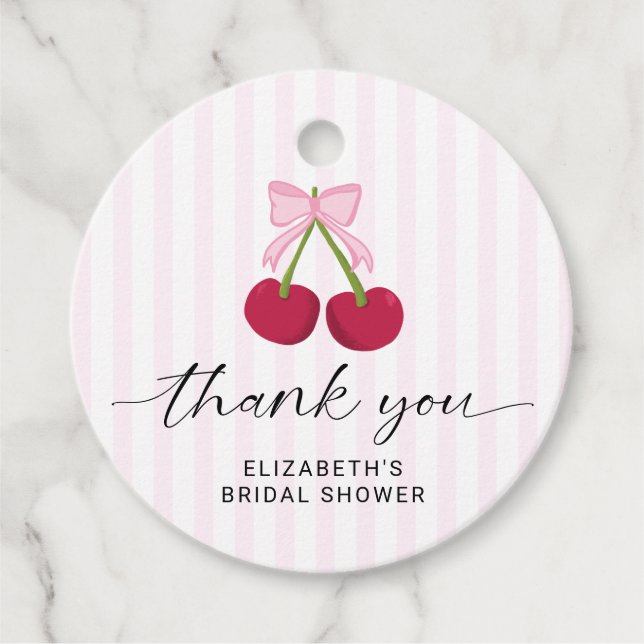Étiquettes Cadeau Mariage sur le thème Cerise sur le Gâteau Ruban Co (Devant)