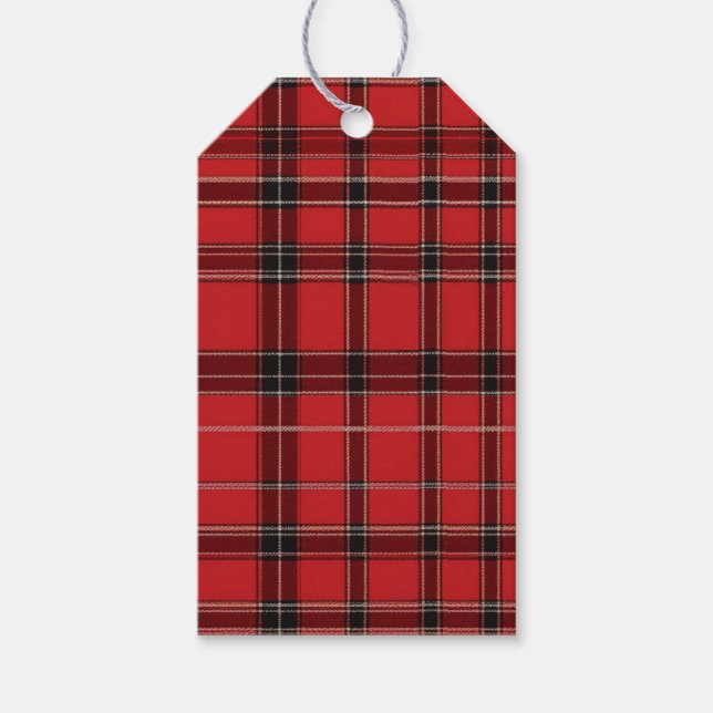 Étiquettes-cadeau Mariage Tartan écossais rouge Favoriser (Devant)
