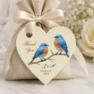 Étiquettes Cadeau Mariage Tourtereaux Pastel Ivoire Oiseaux Bleus Ro