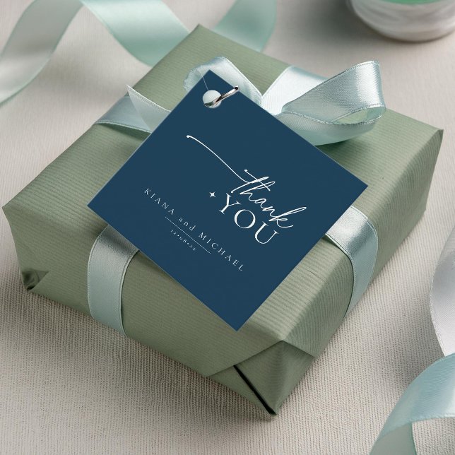 Étiquettes Cadeau Mariage tout simplement chic Merci prussien Blu ID (Créateur téléchargé)