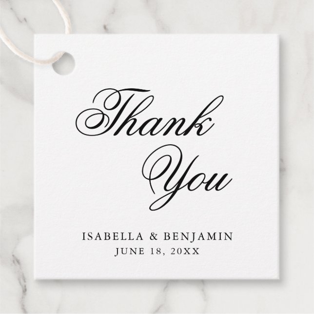 Étiquettes Cadeau Mariage traditionnel noir et blanc Formal élégant (Devant)