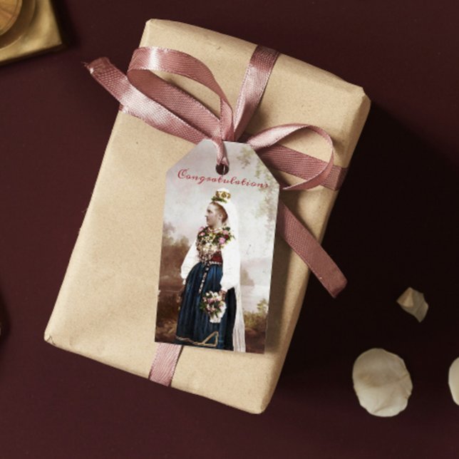 Étiquettes-cadeau Mariage traditionnel suédois vintage de Dalécarlie (Créateur téléchargé)