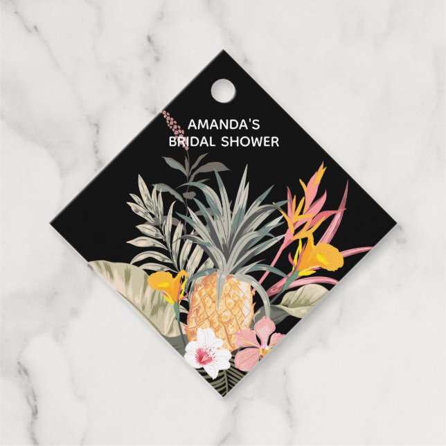 Étiquettes Cadeau Mariage Tropical à l'ananas (Devant)