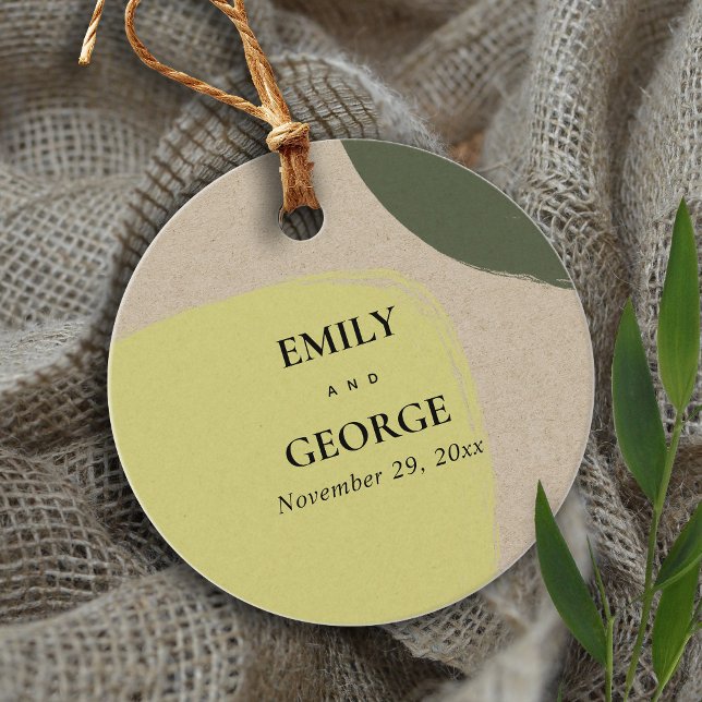 ÉTIQUETTES CADEAU MARIAGE VERT ABSTRAIT MODERNE DE KRAFT RUSTIQUE (Créateur téléchargé)