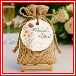 Étiquettes Cadeau Mariage Vert Sauge Fleur Sauvage