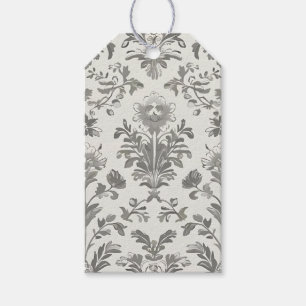 Étiquettes-cadeau Mariage Vintage Fleur Blanc Damassé Victorien