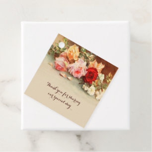 Étiquettes Cadeau Mariage vintage, Fleurs Roses anciennes encore vie