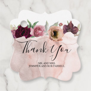 Étiquettes Cadeau Mariage vintage floral de Bourgogne et de Dusty Ro