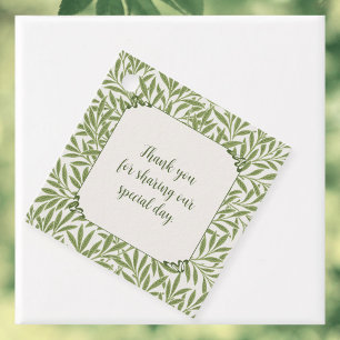 Étiquettes Cadeau Mariage Vintage, Motif de feuilles de saule victor