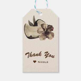 Étiquettes-cadeau Mariage Vintage Tropical à la noix de coco et à l'
